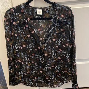 Cabi size small sheer floral button down